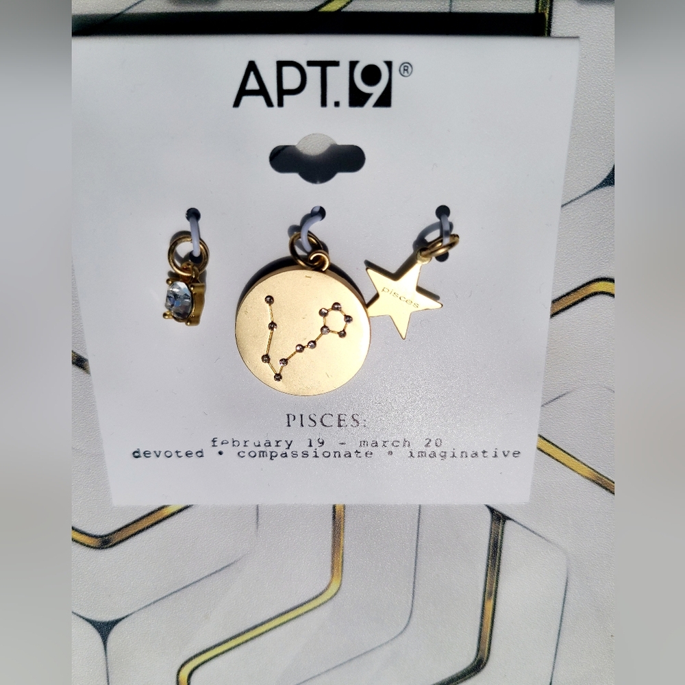 New APT. 9| 3 Pc Dangle  PISCES  Zodiac Dangle Charm - Picture 2 of 5